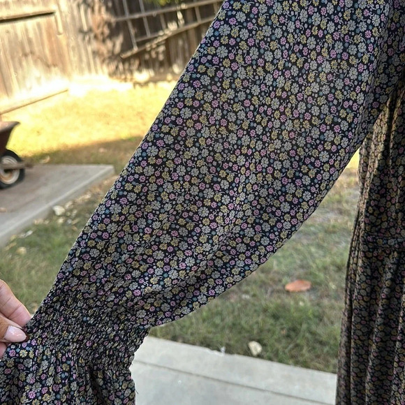 NATURAL LIFE DITZY FLORAL SQUARE NECK COTTAGECORE BOHO MAXI DRESS SIZE MEDIUM - Picture 4 of 11